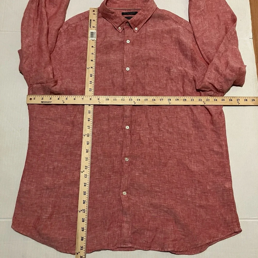 Banana Republic Camden Fit Linen Shirt Mens XL Red Pink Button Up Breathable Men